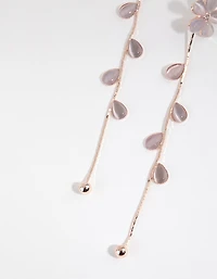 Rose Gold Flower Vine Drop Earrings