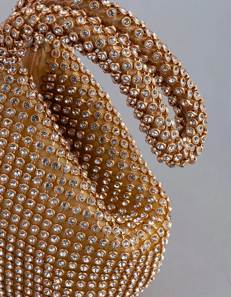 Gold Diamante Triangular Purse