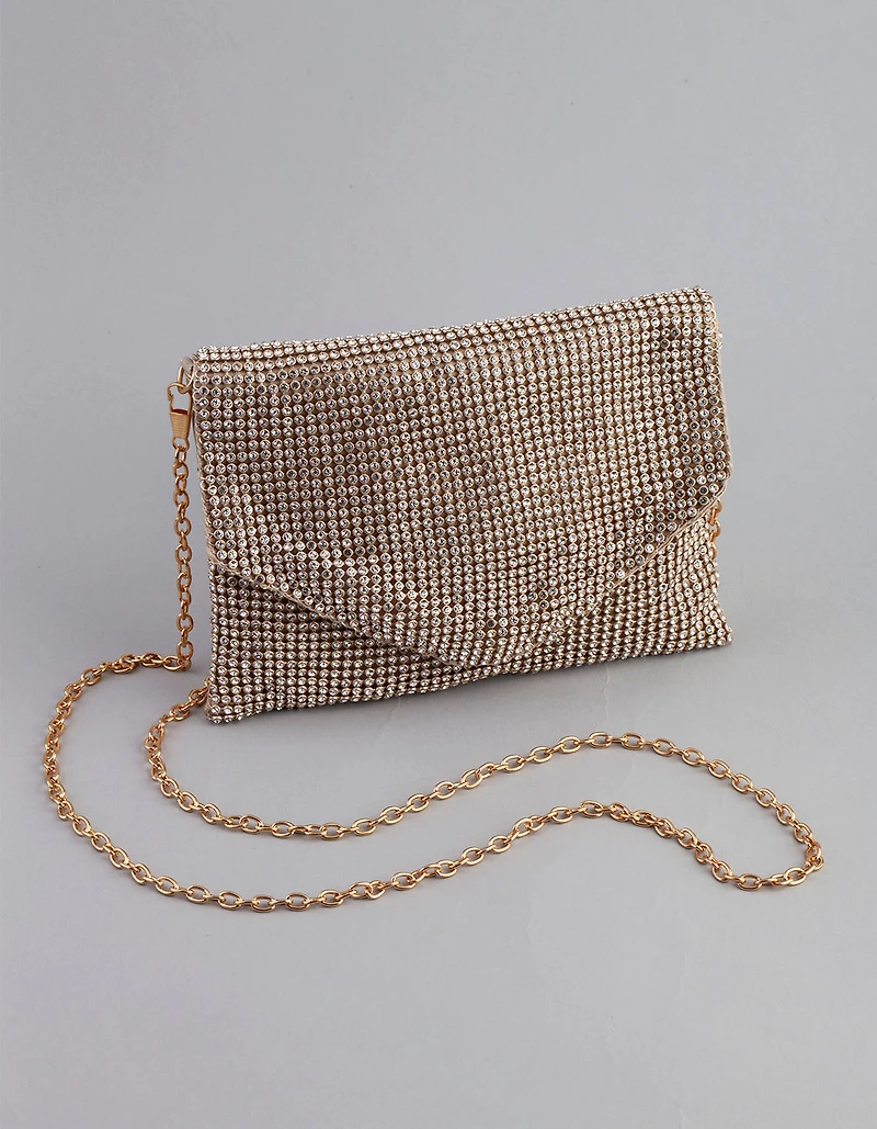 Gold Diamante Cross Body Purse