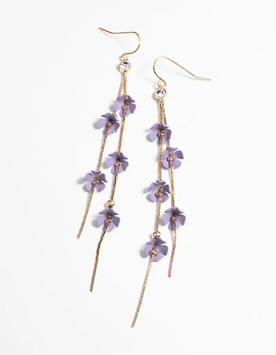 Gold & Lilac Flower Earrings