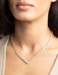 Gold Cubic Zirconia Point Necklace