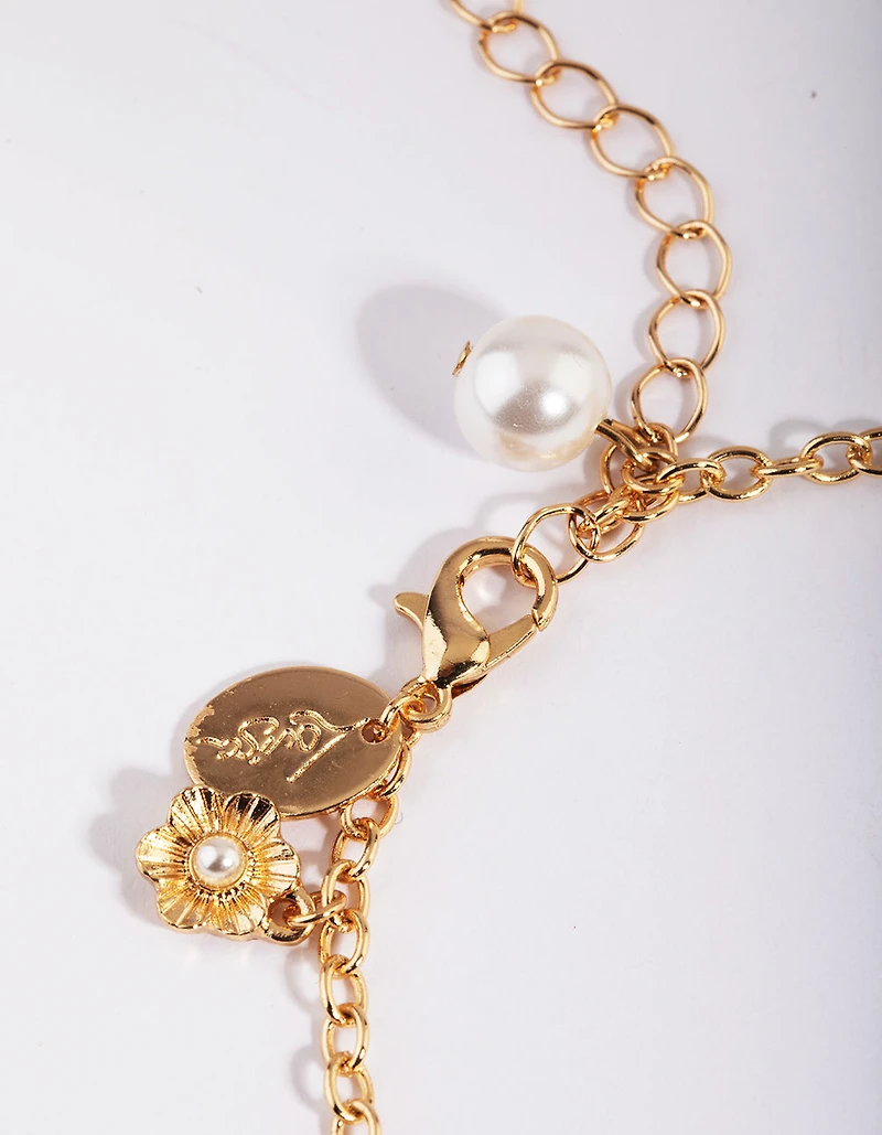 Gold Charm & Chain Anklet Set