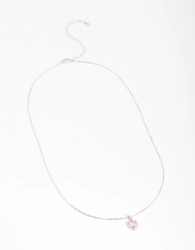 Silver Diamante Heart Necklace