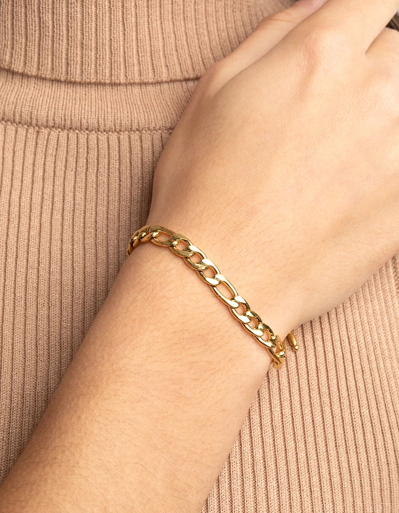 Gold Plated Surgical Steel Figaro Fob Bracelet
