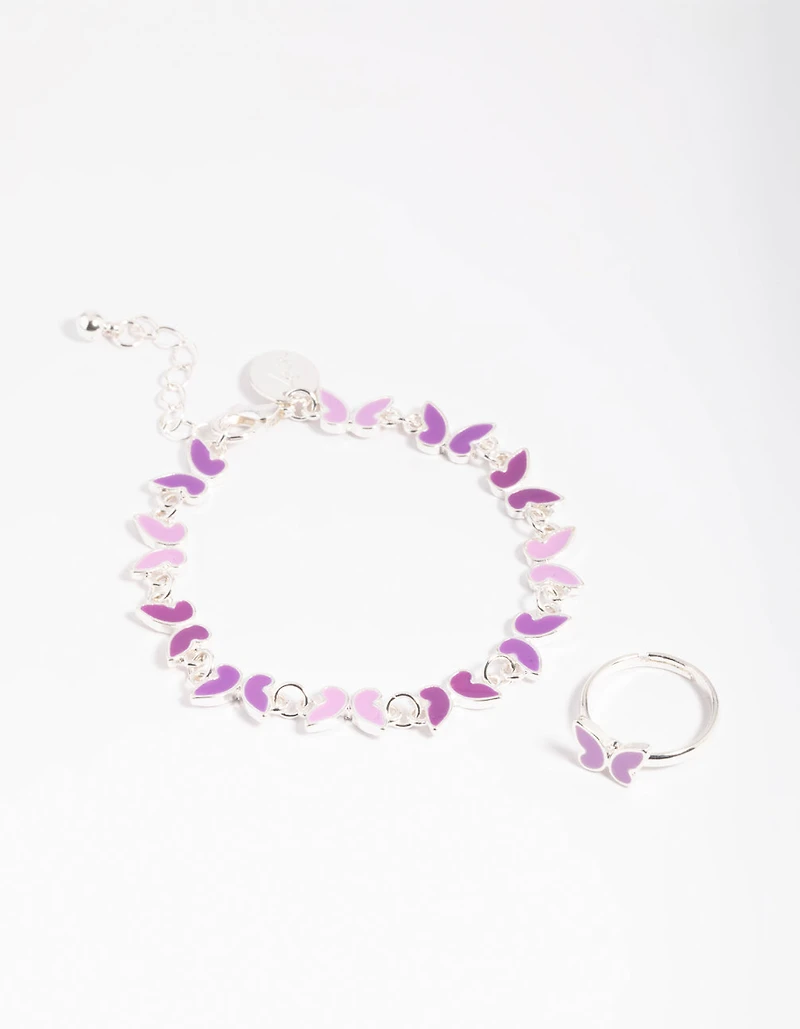 Kids Butterfly Bracelet & Ring Set
