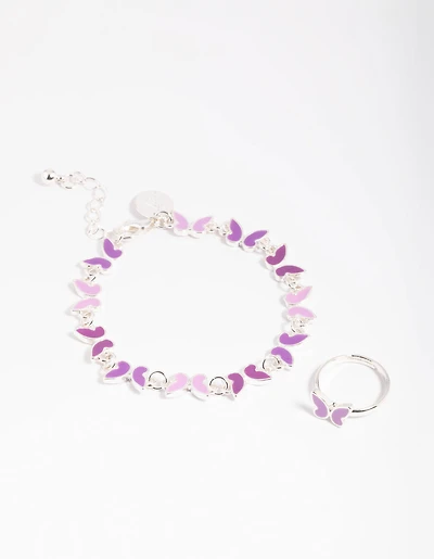 Kids Butterfly Bracelet & Ring Set