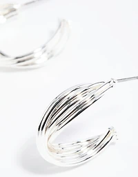 Silver Twisted Hoop Earrings