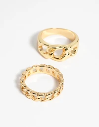 Gold Chain Ring Stack Pack