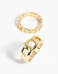 Gold Chain Ring Stack Pack