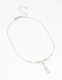Diamond Simulant Flower Statement Necklace