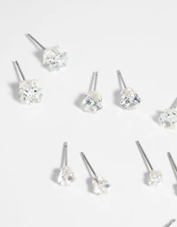 Silver Cubic Zirconia Earring 6-Pack