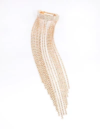 Gold Diamante Waterfall Ponytail Clip