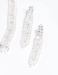 Silver Cubic Zirconia Statement Necklace & Earrings Set