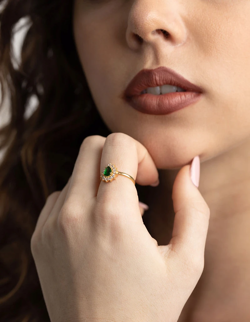 Bague poire en argent sterling plaqué or
