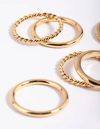 Gold Plated Band Ring Stack 6-Pack