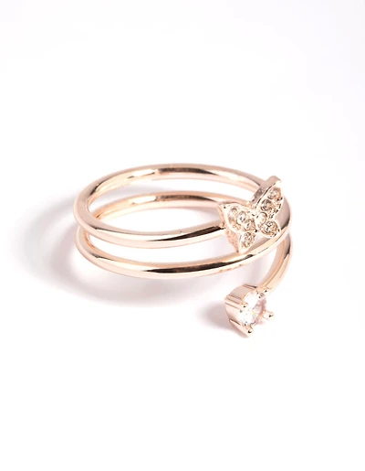 Rose Gold Butterfly Wrap Ring
