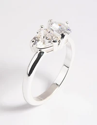 Silver Plated Cubic Zirconia Heart Ring