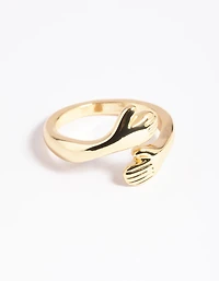 Gold Plated Hugging Hands Ring
