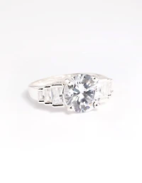 Silver Plated Cubic Zirconia Solitaire Ring