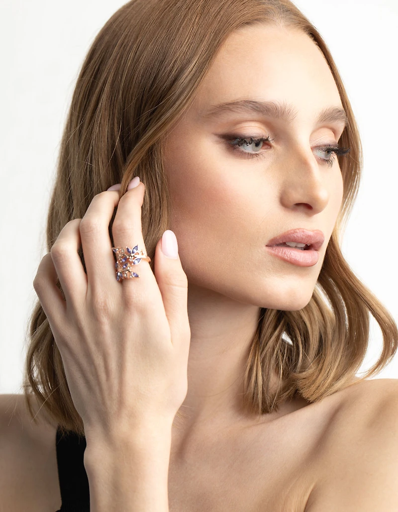 Rose Gold Lilac Vine Ring