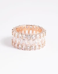 Rose Gold Cubic Zirconia Baguette Ring