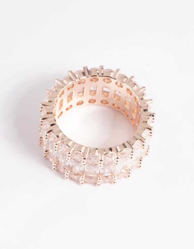 Rose Gold Cubic Zirconia Baguette Ring