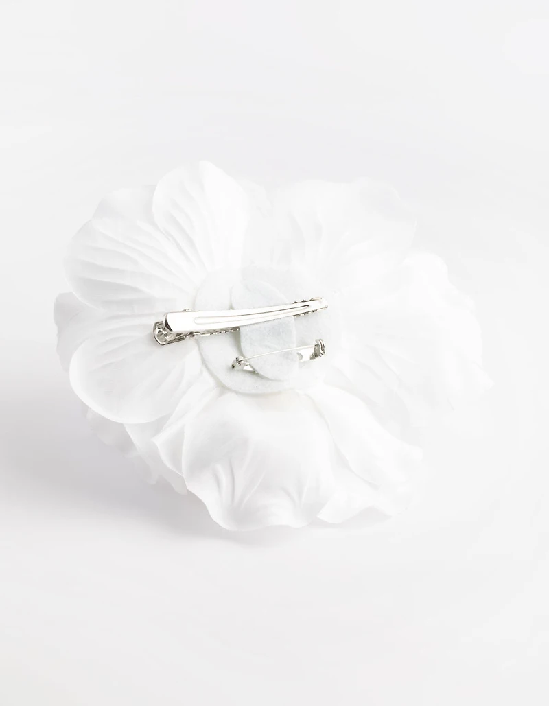 White Trio Rose Large Corsage Clip