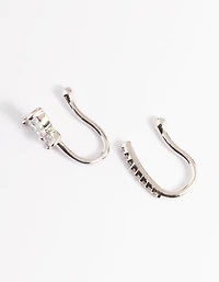 Silver Cubic Zirconia Butterfly Faux Nose Rings