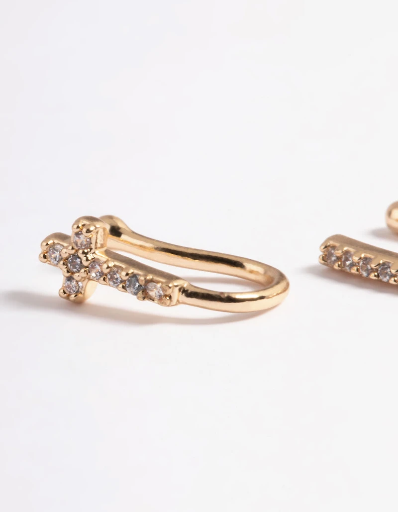 Gold Cubic Zirconia Faux Nose Ring Pack