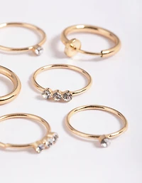 Gold Diamante Row Ring Pack