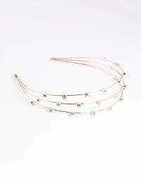 Triple Row Round Diamante Headband