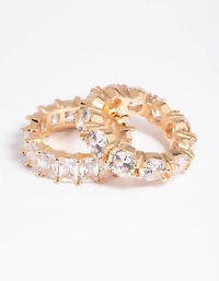 Gold Cubic Zirconia Statement Double Stack Ring