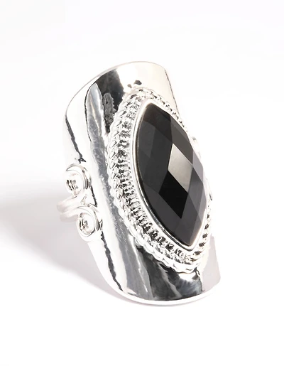 Silver Boho Stone Set Ring