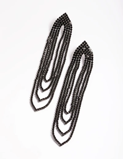 Silver Oval Cupchain Drop Earrings