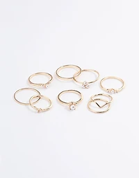 Gold Fine Faux Pearl Ring Pack