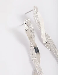 Cubic Zirconia Snake Cupchain Drop Earrings