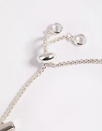 Cubic Zirconia Triple Row Cup Chain Toggle Tennis Bracelet