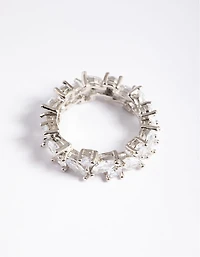 Rhodium Cubic Zirconia Vine Band Ring