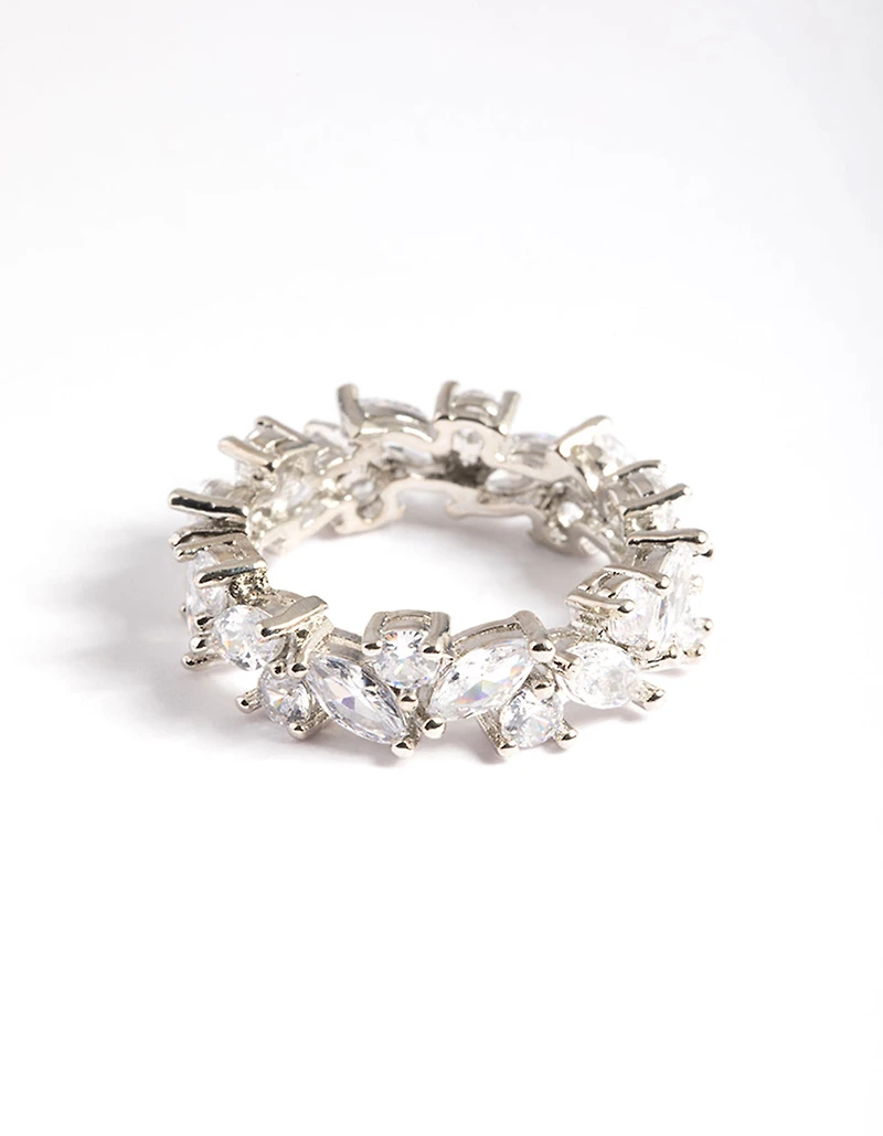 Rhodium Cubic Zirconia Vine Band Ring