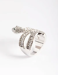 Bague serpent baguette au rhodium