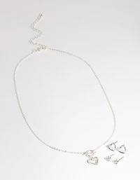 Silver T&O Heart Motif Jewellery Set