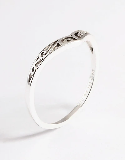 Sterling Silver Swirl Detail Point Ring