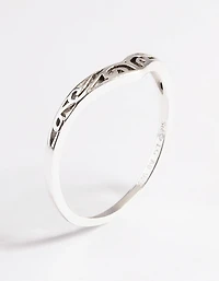 Sterling Silver Swirl Detail Point Ring