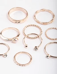 Rose Gold Open Pearl & Stone Ring Pack