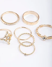 Gold Dainty Ornate Ring Pack