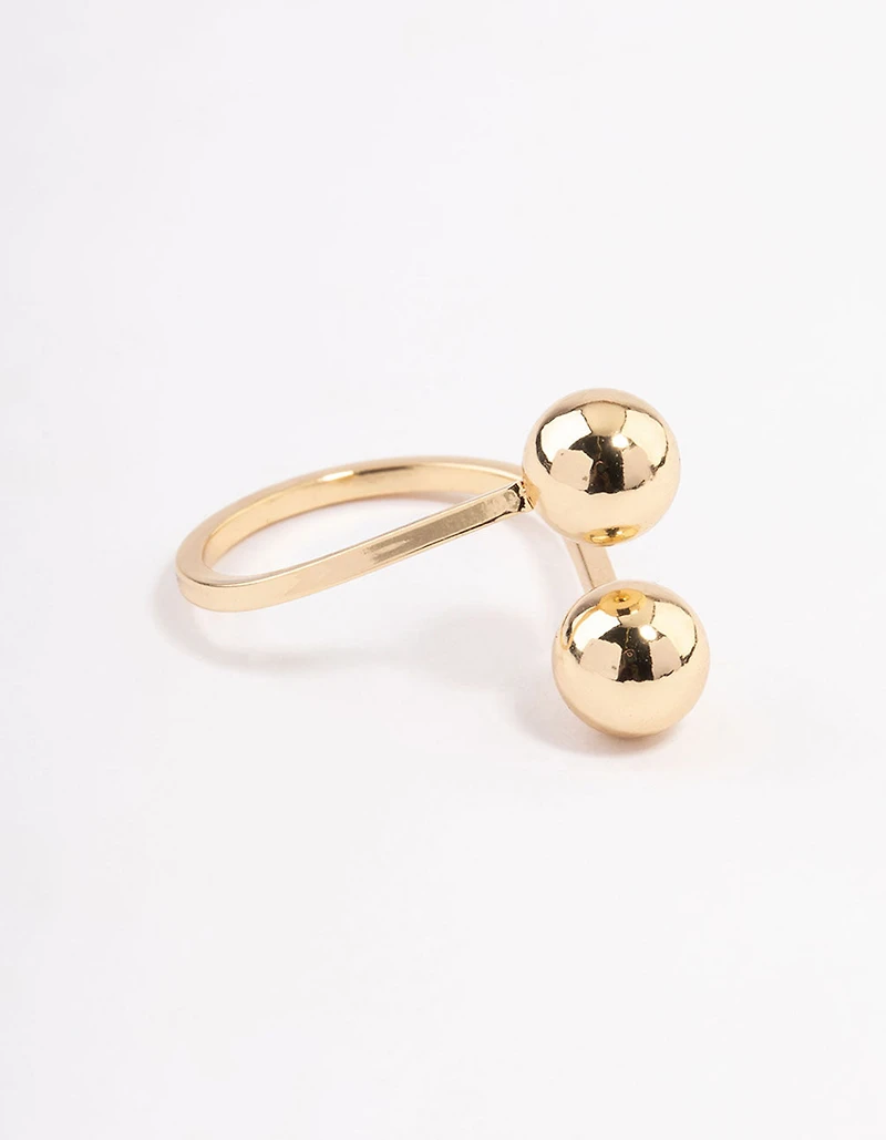 Gold Plated Double Ball Ring