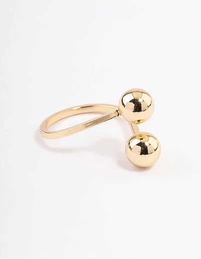 Gold Plated Double Ball Ring