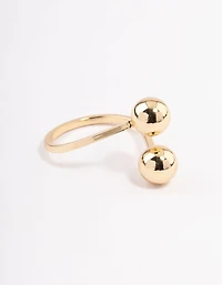 Gold Plated Double Ball Ring