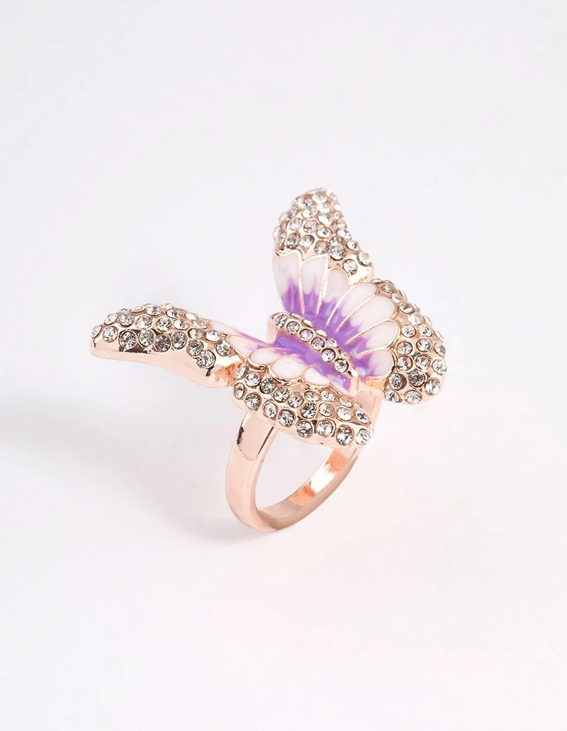 Grand anneau papillon en or rose
