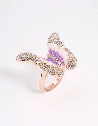 Grand anneau papillon en or rose